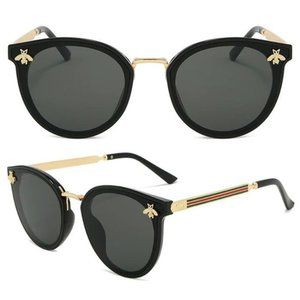 Queen Bee Designer-Inspired Black Sunglasses